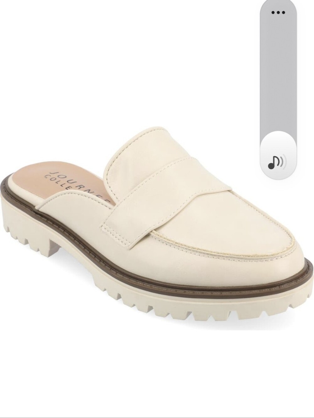 Journee Collection Cream Lug-Sole Slip-On Mule